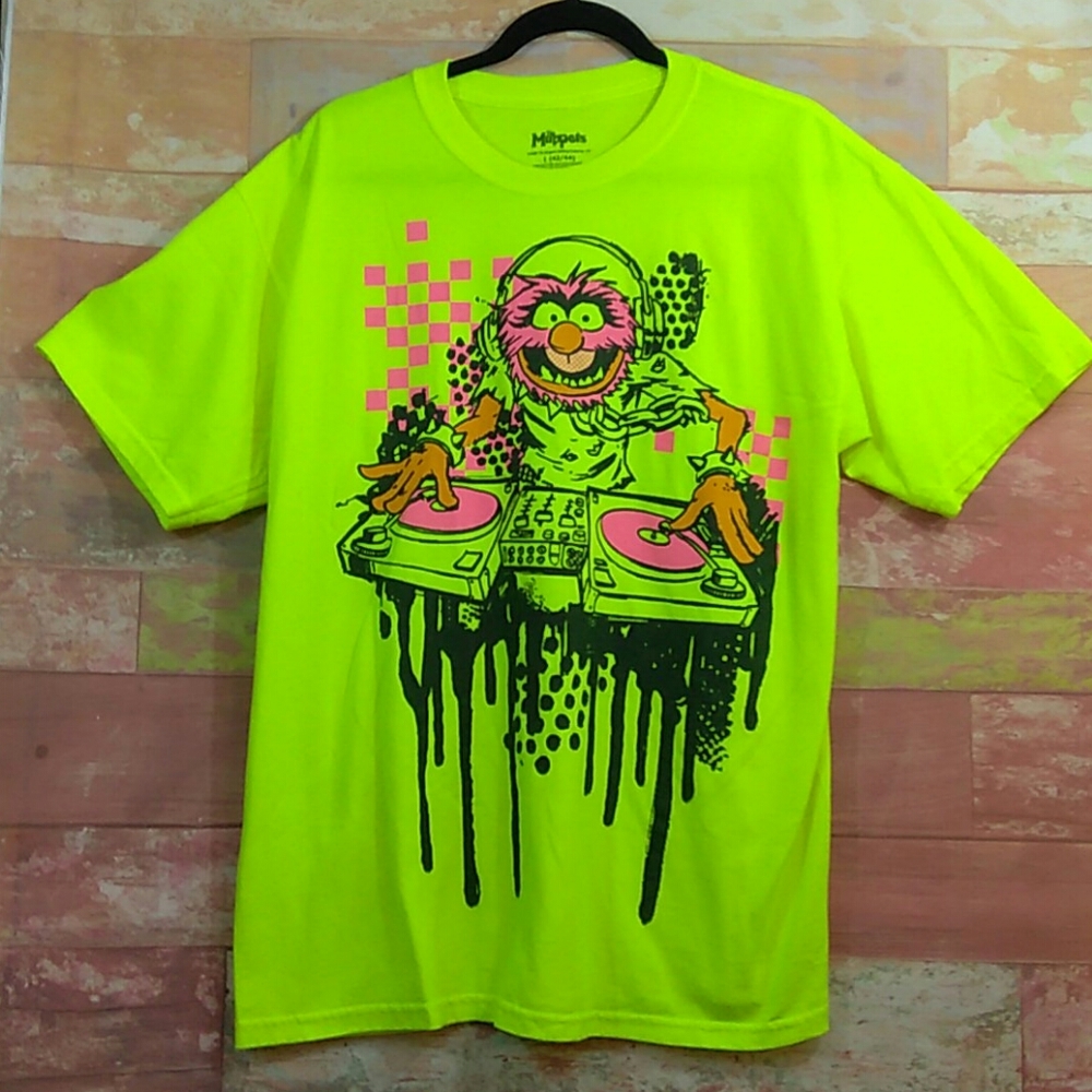 The Muppets Animal on DJ Decks Day-Glo Yellow LG